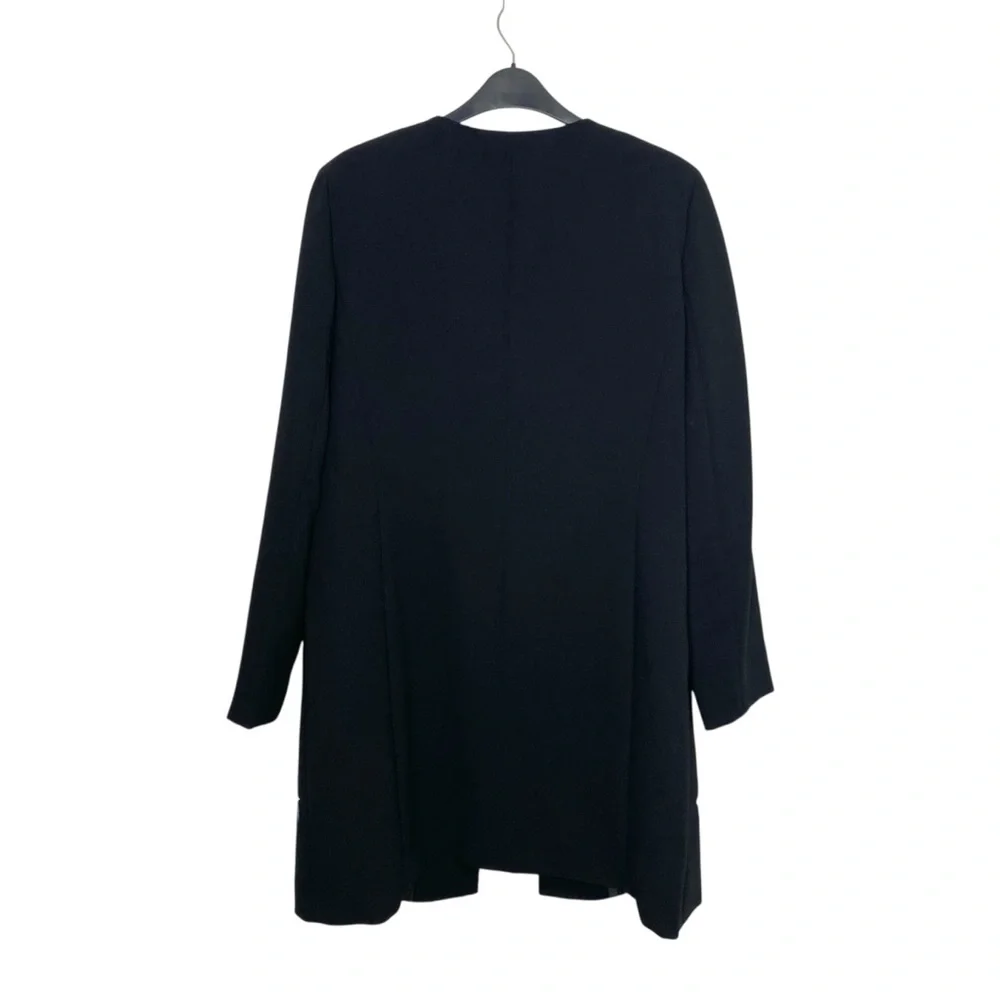 Tahari ASL Black Open Long Blazer Topper Jacket Embroidered Floral Sz 10 - Picture 7 of 10